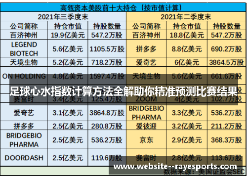足球心水指数计算方法全解助你精准预测比赛结果